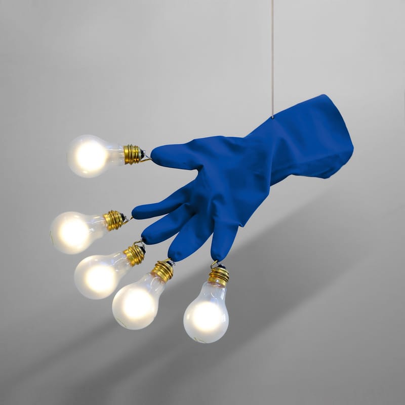 Leuchten - Pendelleuchten - Pendelleuchte Luzy Take Five plastikmaterial blau / LED - 5 Glühlampen - Ingo Maurer - Blau - Glas, Hochbeständiger Kunststoff, Messing, Stahl