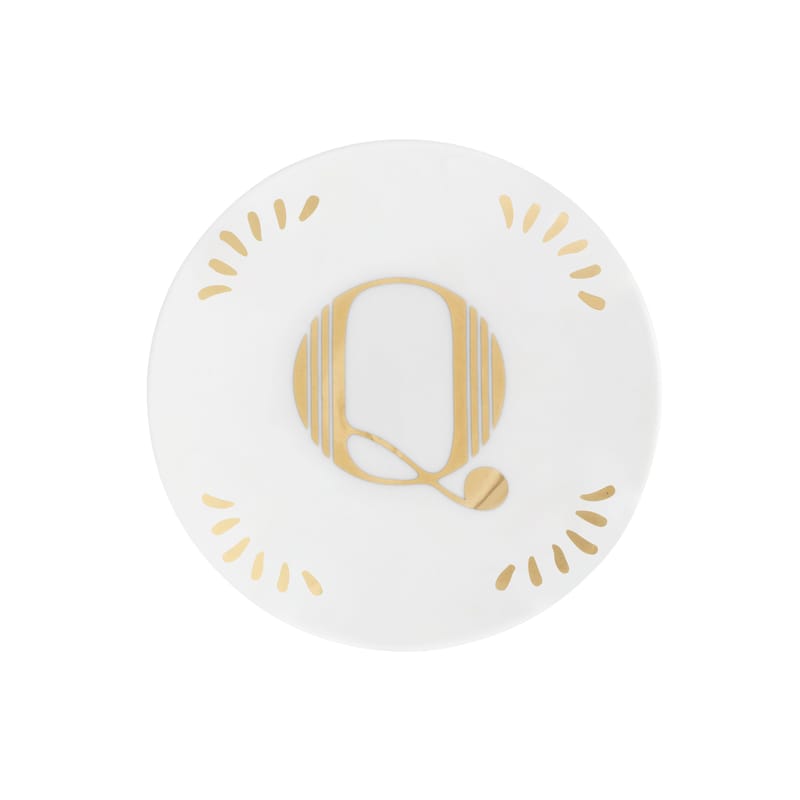 Tavola - Piatti  - Piatto per dolcetti Lettering ceramica oro bianco Ø 12 cm / Lettera Q - Bitossi Home - Lettera Q / Or - Porcellana