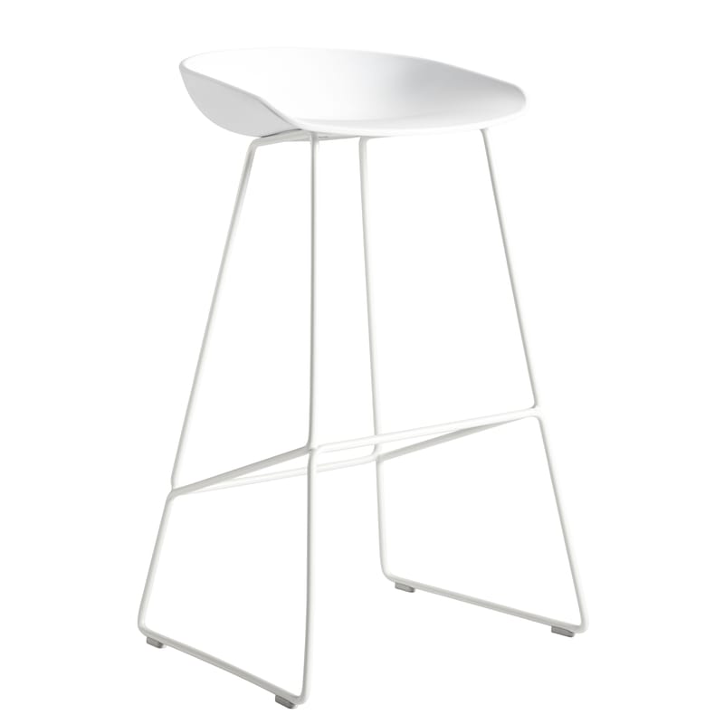 Mobilier - Tabourets de bar - Tabouret de bar About a stool AAS 38 métal plastique blanc / H 65 cm - Piètement luge acier - Hay - Blanc - Acier, Polypropylène