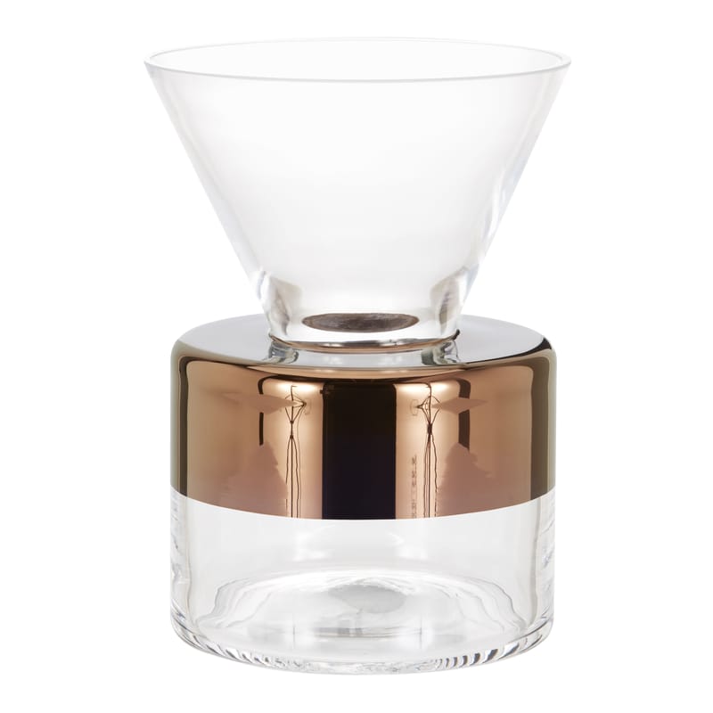 Décoration - Vases - Vase Tank verre transparent cuivre Medium / Ø 14 cm x H 19 cm - Tom Dixon - Transparent / Cuivre - Verre soufflé bouche