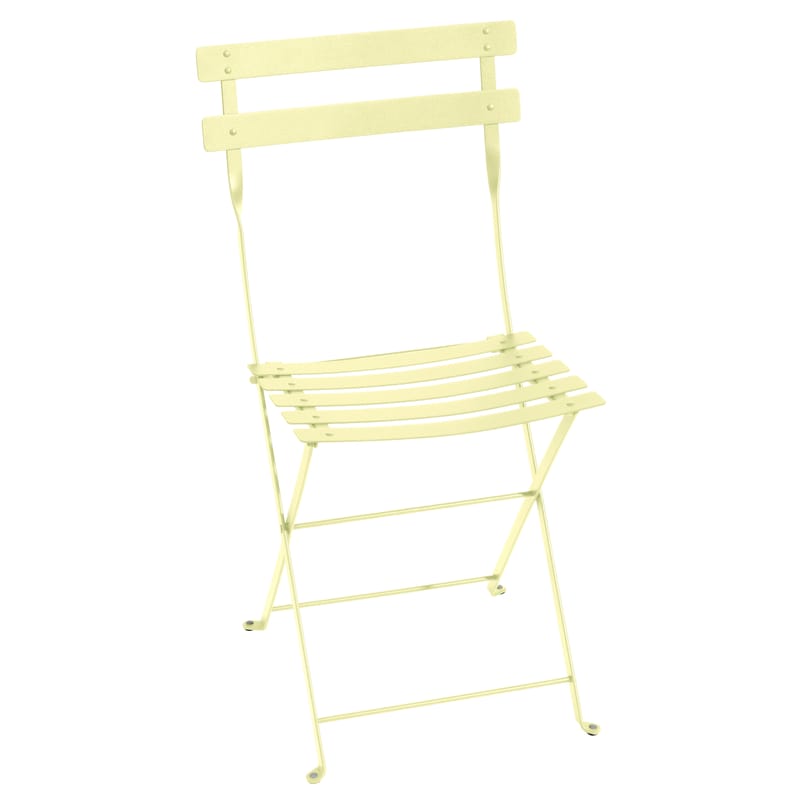 Mobilier - Chaises, fauteuils de salle à manger - Chaise pliante Bistro métal jaune - Fermob - Citron givré - Acier laqué