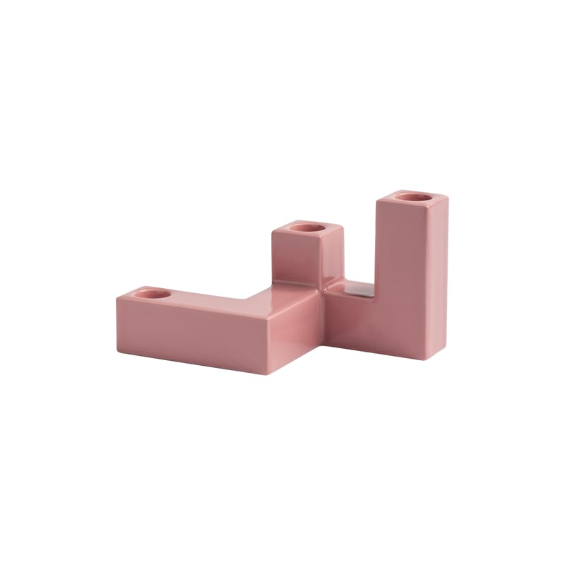 Décoration - Bougeoirs, photophores - Chandelier Tube Small céramique rose / L 18 x larg. 10.5 x H 10.5 cm - & klevering - Rose - Céramique