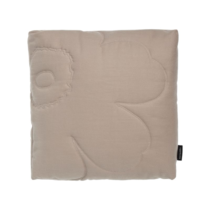 Dossiers - Les bonnes affaires DE - Coussin Unikko tissu beige / Matelassé - 45 x 45 cm - Marimekko - Unikko / Beige - Coton, Mousse polyester