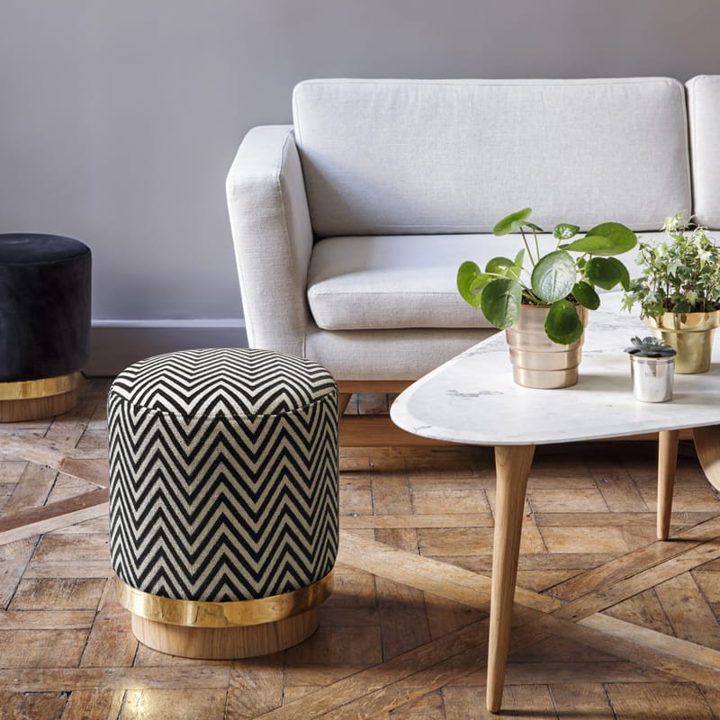 RED Edition Pouf white black natural oak brass Made In Design UK