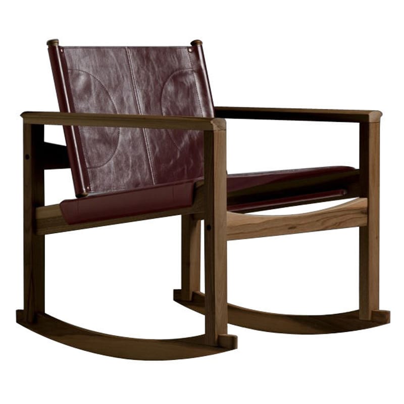 Mobilier - Fauteuils - Rocking chair Peglev cuir marron bois naturel - Objekto - Structure noyer verni / Housse cuir Cognac - Cuir, Noyer