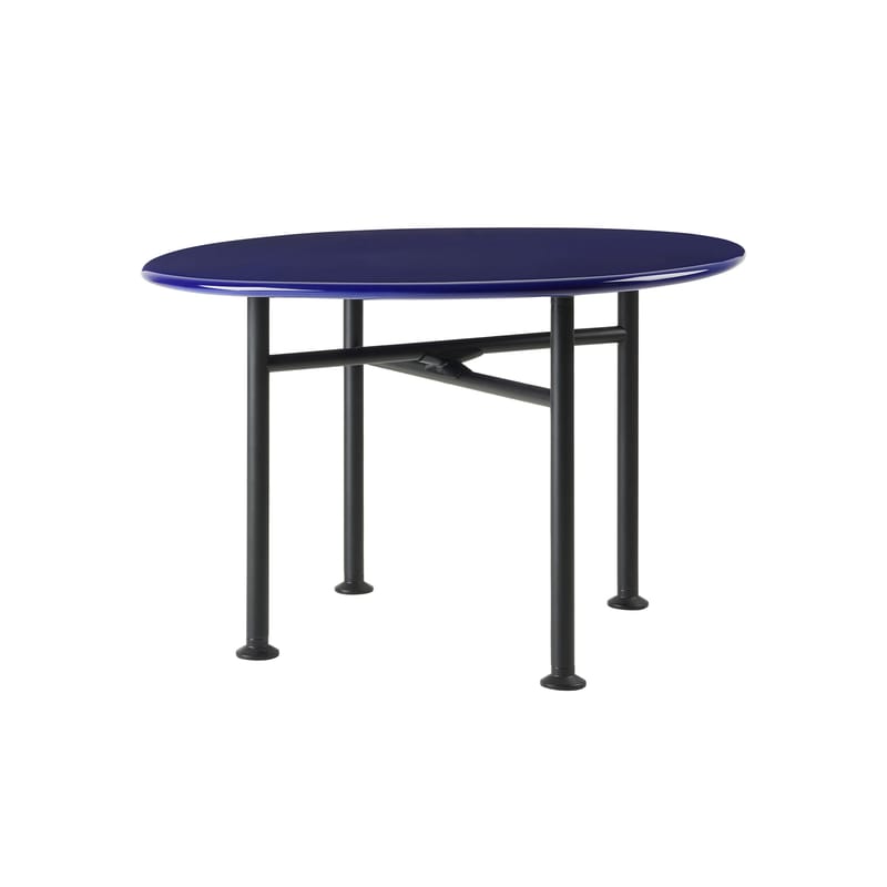 Mobilier - Tables basses - Table basse Carmel Small céramique bleu / Ø 60 x H 40 cm - Gubi - Bleu Pacific - Acier, Grès émaillé