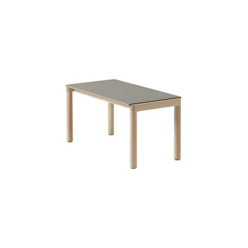Mobilier - Tables basses - Table basse Couple céramique beige / 84.5 x 40 x H 40 cm - Plateau grès réversible - Muuto - Taupe / Chêne - Chêne huilé, Grès cérame