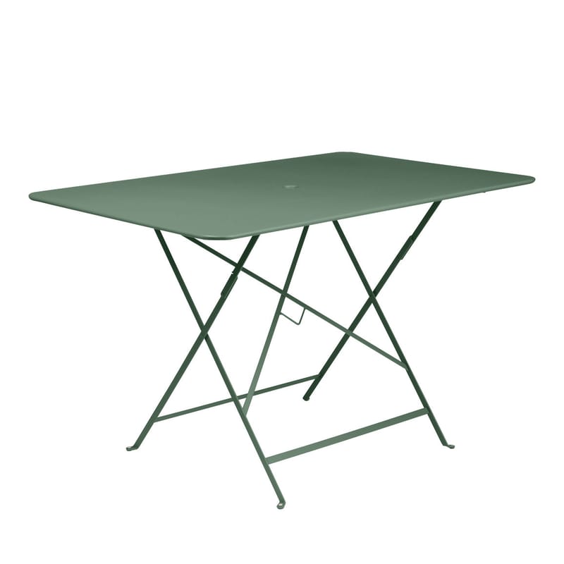 Jardin - Tables de jardin - Table pliante Bistro métal vert / 117 x 77 cm - 6 personnes - Trou parasol - Fermob - Vert Cèdre - Acier peint