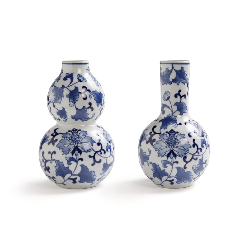 Décoration - Vases - Vase Dutch delight céramique blanc bleu /  Set de 2 - & klevering - Bleu & blanc - Porcelaine