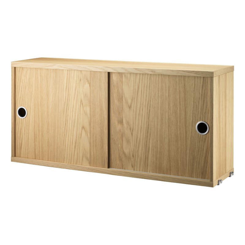 Mobilier - Etagères & bibliothèques - Caisson String® System / 2 portes - L 78 x P 20 cm - String Furniture - Chêne - Contreplaqué de chêne