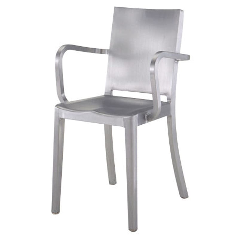 Mobilier - Chaises, fauteuils de salle à manger - Fauteuil Hudson Outdoor métal / Alu brossé - Emeco - Alu brossé (outdoor) - Aluminium brossé recyclé