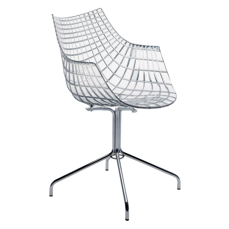 Mobilier - Chaises, fauteuils de salle à manger - Fauteuil Meridiana plastique transparent - Driade - Transparent - Acier chromé, Polycarbonate