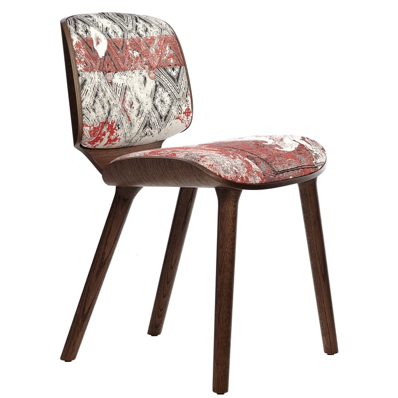 Furniture - Chairs - Nut Dining Padded chair textile red natural wood - Moooi - Black, White, Red - Structure : Cinnamon - Fabric, Foam, Oak plywood, Solid oak