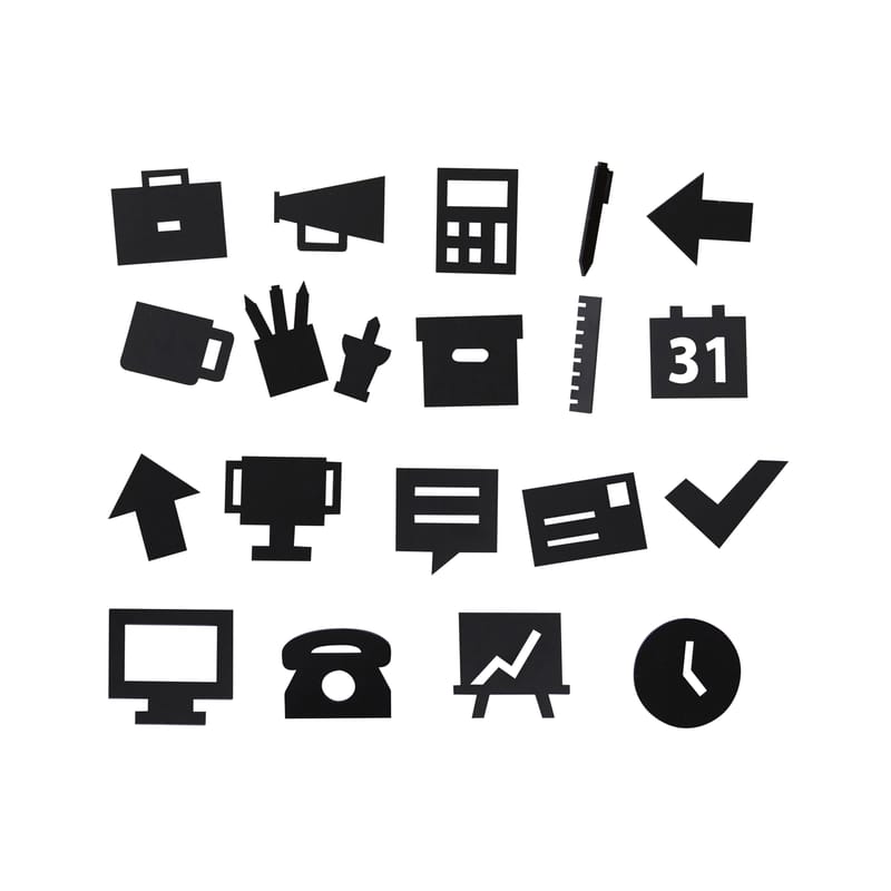 Interni - Ufficio - Set Symboles Office materiale plastico nero / per pannello traforato - Design Letters - Nero - ABS, Polimetilmetacrilato
