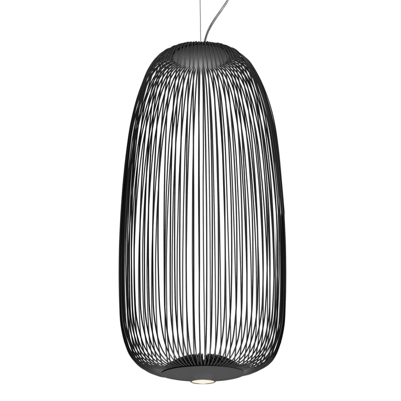 Luminaire - Suspensions - Suspension Spokes 1 métal gris noir / LED - Ø 32,5 x H 71 cm - Foscarini - Graphite - Acier verni, Aluminium verni