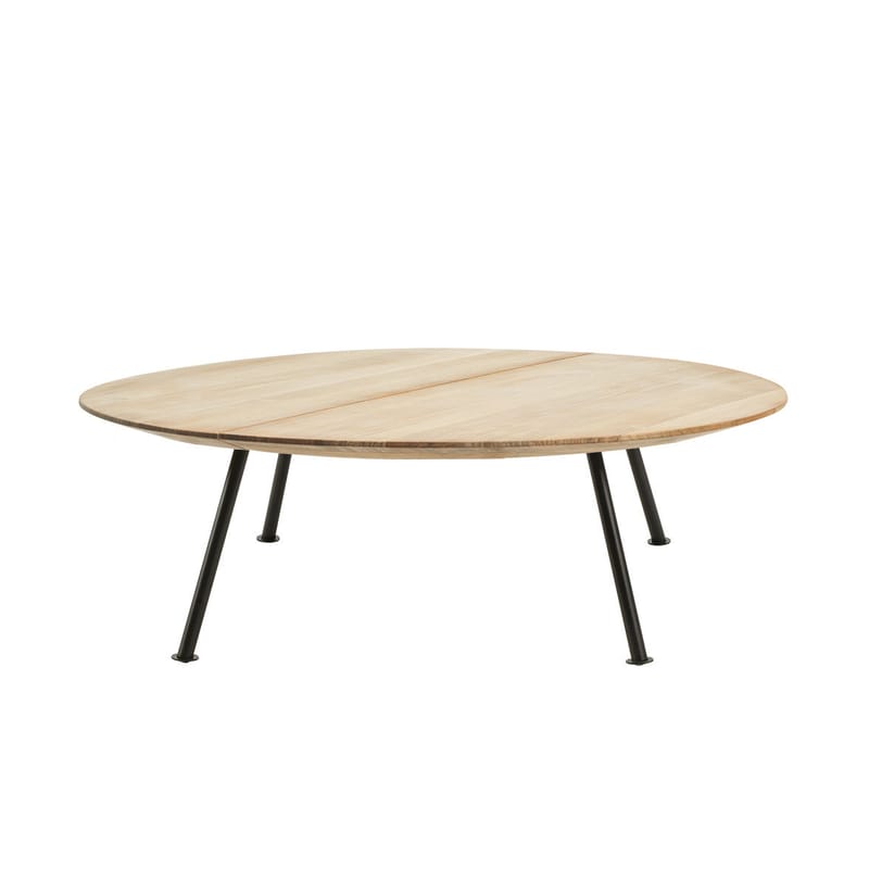 Mobilier - Tables basses - Table basse Agave bois naturel / Ø 110 cm - Ethimo - Teck & noir - Métal laqué, Teck naturel