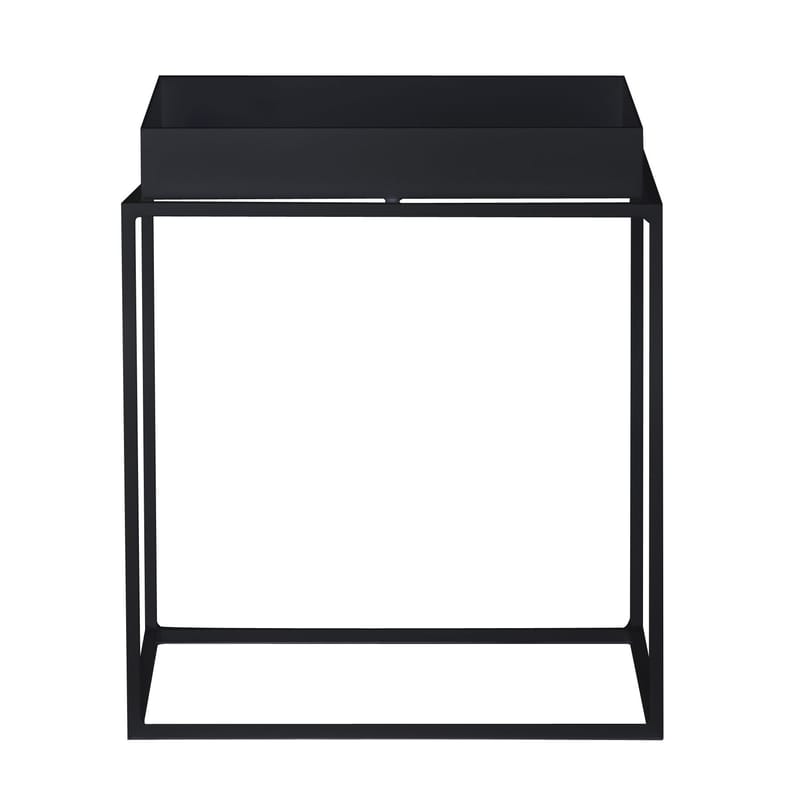 Mobilier - Tables basses - Table basse Tray métal noir / H 30 cm - 30 x 30 cm / Carré - Hay - Noir - Acier laqué