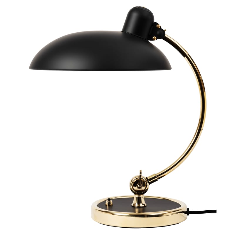 Lighting - Table Lamps - Kaiser idell Table lamp black gold metal / 1930 reissue - Limited edition - Fritz Hansen - Mat black / Polished brass - Painted steel, Polished brass