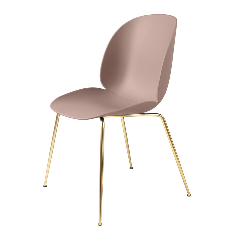 Furniture - Chairs - Beetle Chair plastic material pink / Gamfratesi - Plastic - Gubi - Pink / Brass legs - Brass plated steel, Polypropylene