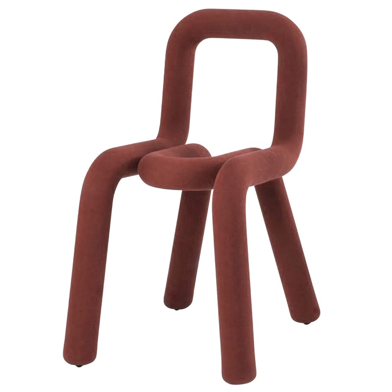 Mobilier - Chaises, fauteuils de salle à manger - Chaise rembourrée Bold tissu rouge marron - Moustache - Châtaigne - Acier, Mousse, Tissu