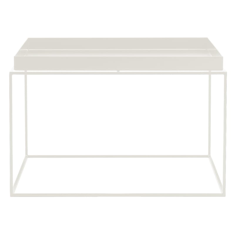 Furniture - Coffee Tables - Tray Coffee table metal white Square - H 35 cm / 60 x 60 cm - Hay - White - Lacquered steel
