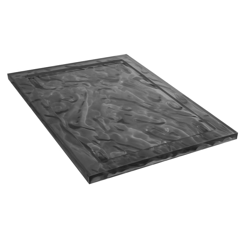 Table et cuisine - Plateaux et plats de service - Plateau Dune Small plastique gris / 46 x 32 cm - Kartell - Fumé - Technopolymère