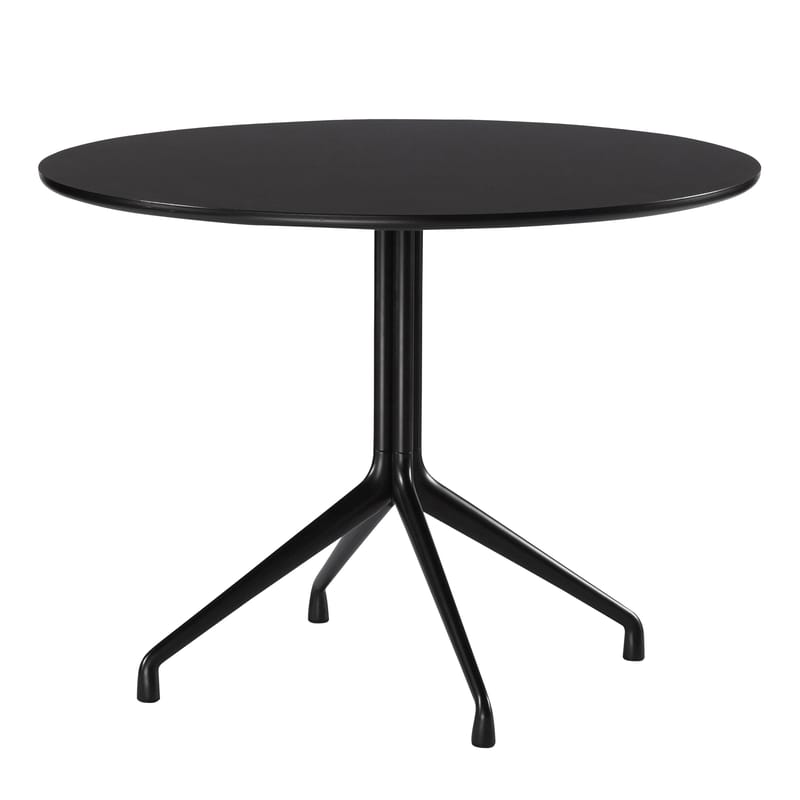 Furniture - Dining Tables - About a Table Round table plastic material black Ø 100 cm - Hay - Black - Cast aluminium, Varnished linoleum