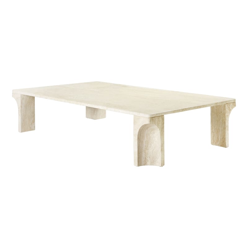Mobilier - Tables basses - Table basse Doric pierre blanc beige / 140 x 80 cm - Pierre Travertin - Gubi - Beige (Travertin) - Travertin