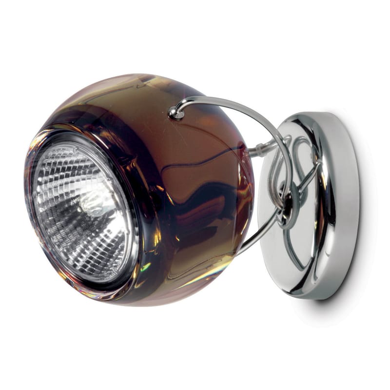 Luminaire - Appliques - Applique Beluga métal verre marron / Plafonnier - Fabbian - Marron transparent - Métal chromé, Verre