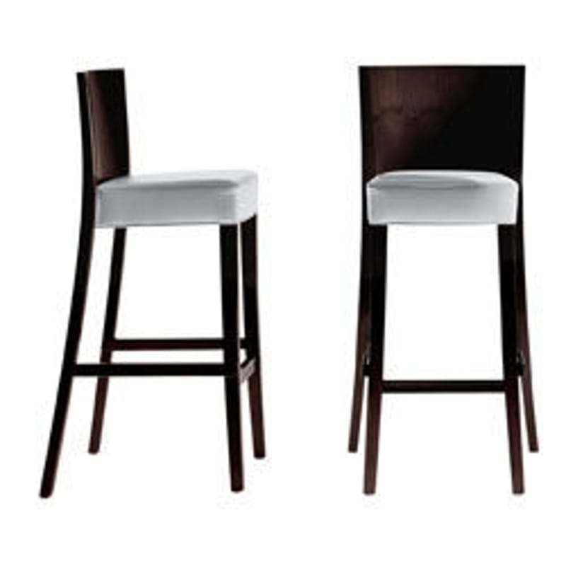 Furniture - Bar Stools - Neoz Bar chair textile natural wood H 75 cm -Fabric padded seat &  mahogany - Driade - Ebony - Fabric, Mahogany