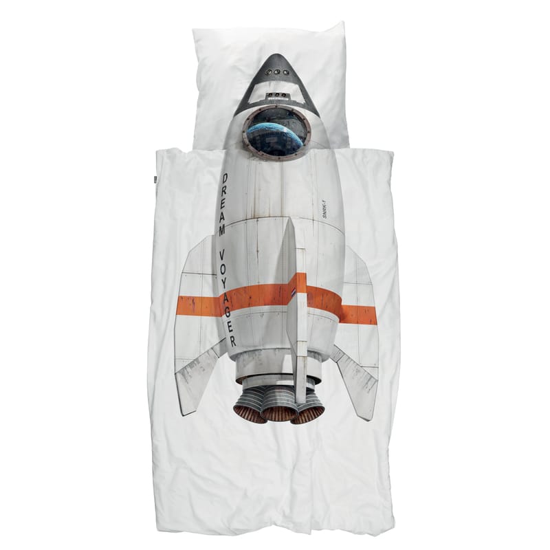 Decoration - Bedding & Bath Towels - Rocket Bedlinen set for 1 person textile white multicoloured / 135 x 200 cm - Snurk - Rocket - Cotton percale