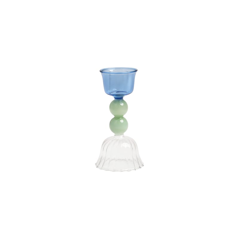 Décoration - Bougeoirs, photophores - Bougeoir Perle Medium verre multicolore / H 12 cm - & klevering - H 12 cm / Bleu & vert - Verre