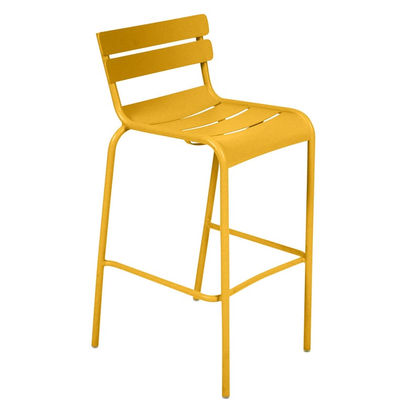 Mobilier - Tabourets de bar - Chaise de bar Luxembourg métal jaune / Aluminium - H 80 cm - Fermob - Miel texturé - Aluminium laqué