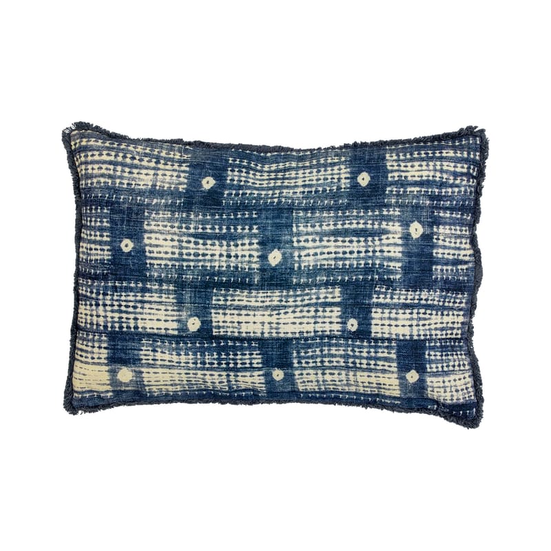 Décoration - Coussins - Coussin Fillippa tissu bleu / 60 x 40 cm - Bloomingville - Bleu - Coton, Polyester