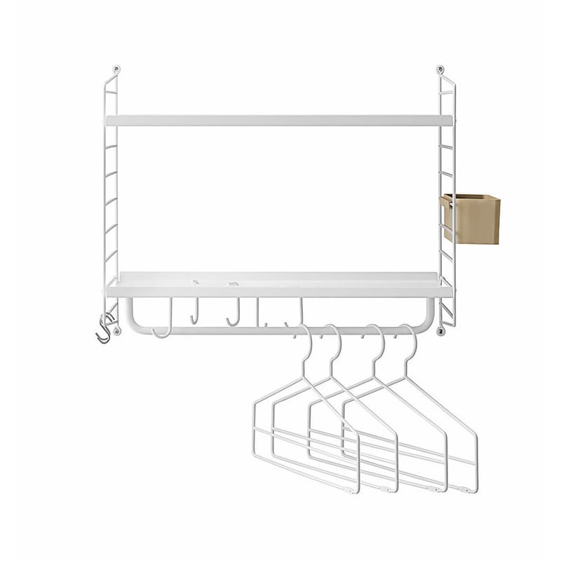 Mobilier - Etagères & bibliothèques - Etagère String Hallway métal blanc / Pour entrée - L 58 x H 50 x P 30 cm - String Furniture - Blanc - Acier thermoplaqué