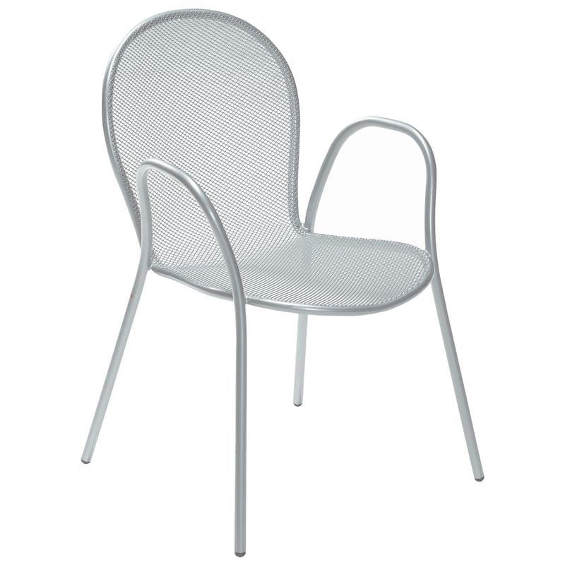 Mobilier - Chaises, fauteuils de salle à manger - Fauteuil empilable Ronda métal / L 60 cm - Emu - Aluminium - Acier laqué