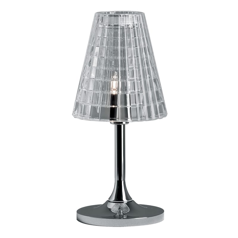 Illuminazione - Lampade da tavolo - Lampada da tavolo Flow metallo vetro trasparente h  25 cm - Fabbian - Trasparente - Metallo cromato, Vetro