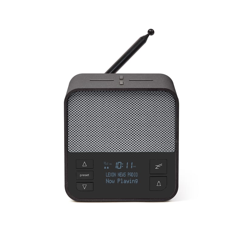 Décoration - High Tech - Radio-réveil Oslo News + plastique gris / Enceinte Bluetooth® & chargeur à induction - Lexon - Gris foncé/ Gris - ABS, Fibres