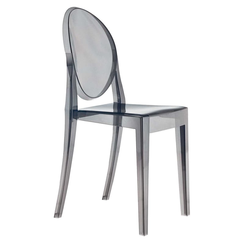 Furniture - Chairs - Victoria Ghost Stacking chair plastic material grey Polycarbonate - Kartell - Black smoke - polycarbonate 2.0