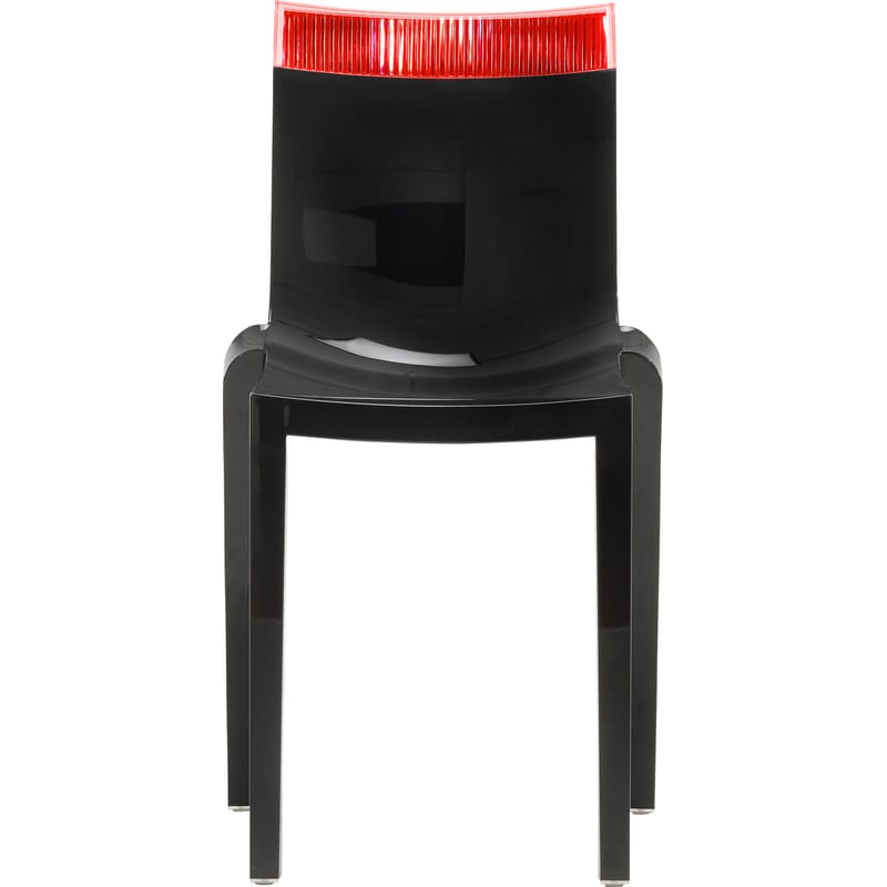 Möbel - Stühle  - Stapelbarer Stuhl Hi Cut plastikmaterial rot schwarz Gestell schwarz lackiert - Kartell - Schwarz lackiert / Rot - Polykarbonat