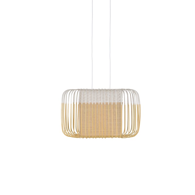 Luminaire - Suspensions - Suspension Bamboo Oval blanc bois naturel / Small - 55 x 38 x H 33 cm - Forestier - Blanc - Bambou