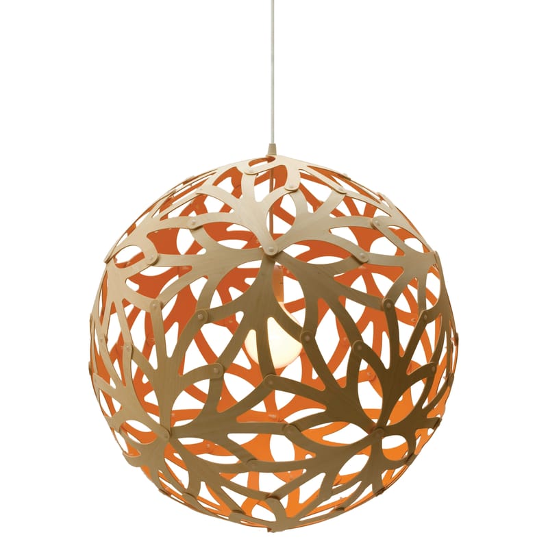 Luminaire - Suspensions - Suspension Floral orange bois naturel / Ø 60 cm - Bicolore - David Trubridge - Orange / bambou naturel - Bambou