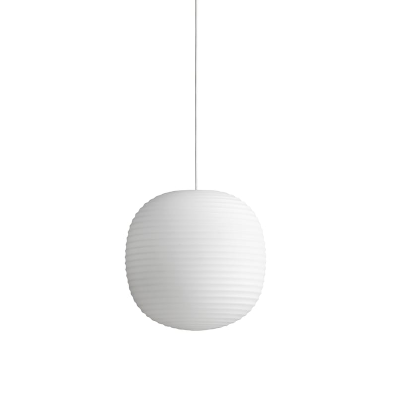 Luminaire - Suspensions - Suspension Lantern Medium verre blanc / Ø 30 cm - NEW WORKS - Ø 30 cm - Verre dépoli strié