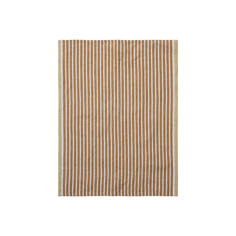 Table et cuisine - Nettoyage et rangement - Torchon Hale tissu beige / 50 x 70 cm - Ferm Living - Brun doré / fougère argentée - Coton, Lin