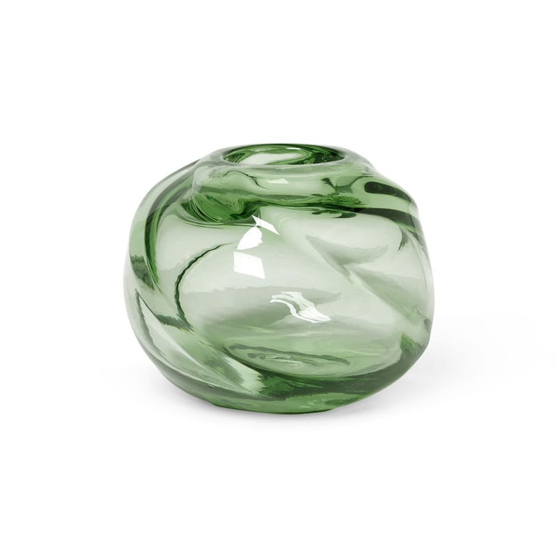 Décoration - Vases - Vase Water Swirl verre vert / Verre recyclé soufflé bouche - Ø 21 x H 16 cm - Ferm Living - Vert transparent - Verre recyclé soufflé bouche