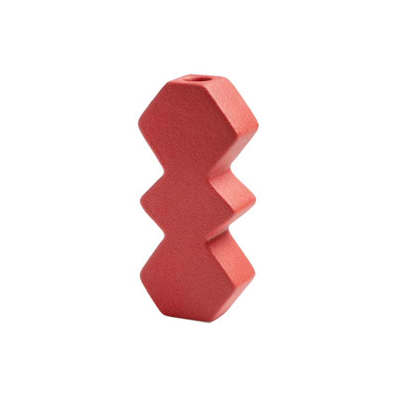 Décoration - Bougeoirs, photophores - Bougeoir Edge céramique rouge / 8 x 4.5 x H 18 cm - Grès - & klevering - Rouge - Grès
