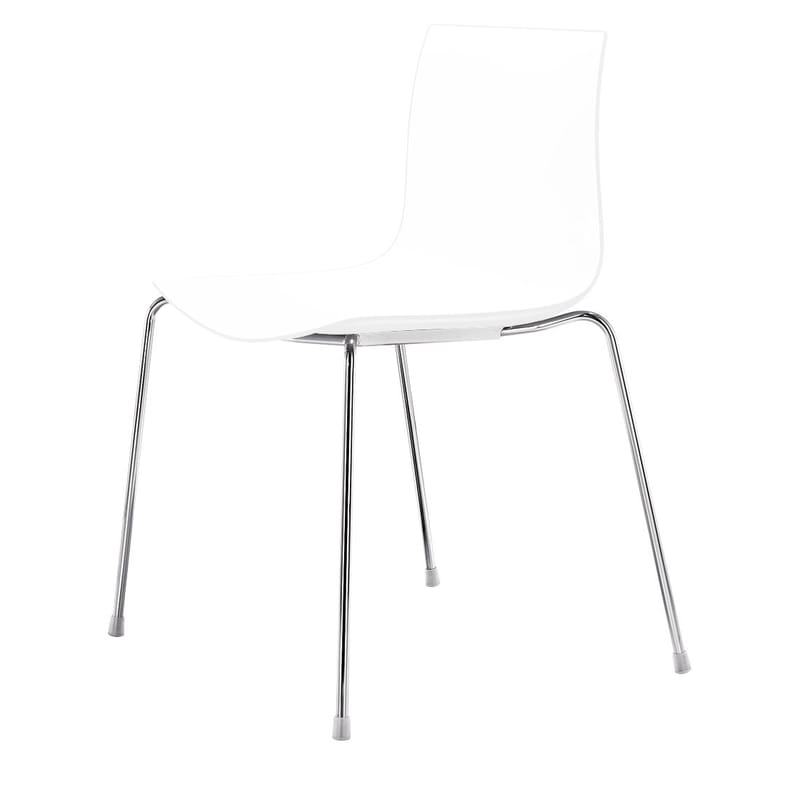 Mobilier - Chaises, fauteuils de salle à manger - Chaise empilable Catifa 46 plastique blanc / Coque unie - Arper - Blanc - Acier chromé, Polypropylène
