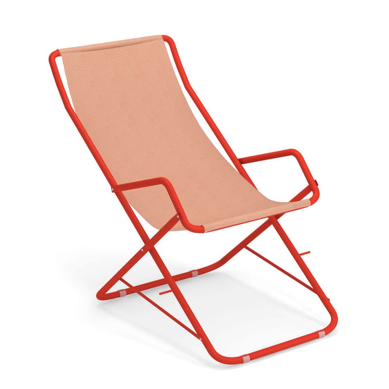 Jardin - Bains de soleil, chaises longues et hamacs - Chaise longue pliable Bahama métal orange - Emu - Orange / Structure rouge - Acier verni, Tissu technique
