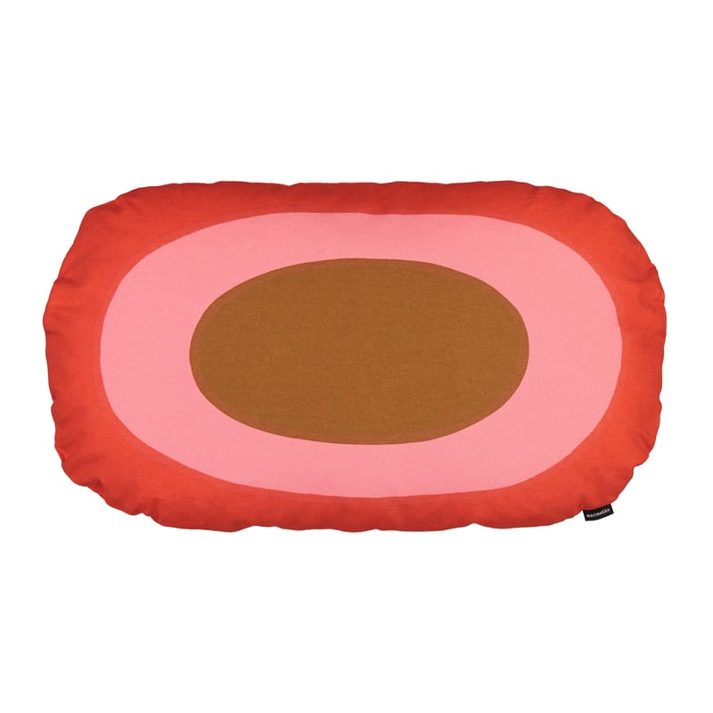 Décoration - Coussins - Coussin de sol Melooni tissu rouge marron / Petit modèle - 70 x 47 cm - Marimekko - Melooni / Rouge, marron - Coton, Lin
