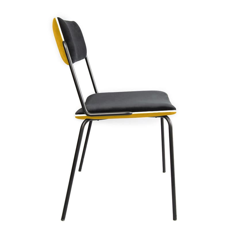 Möbel - Stühle  - Gepolsterter Stuhl Double jeu textil gelb schwarz / Velours - Maison Sarah Lavoine - Ocker / Schwarz - Holz, lackierter Stahl, Schaumstoff, Velours